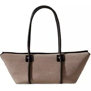 Hereu Forna Baided Handle Shoulder Bag Suede Ivory/Cream